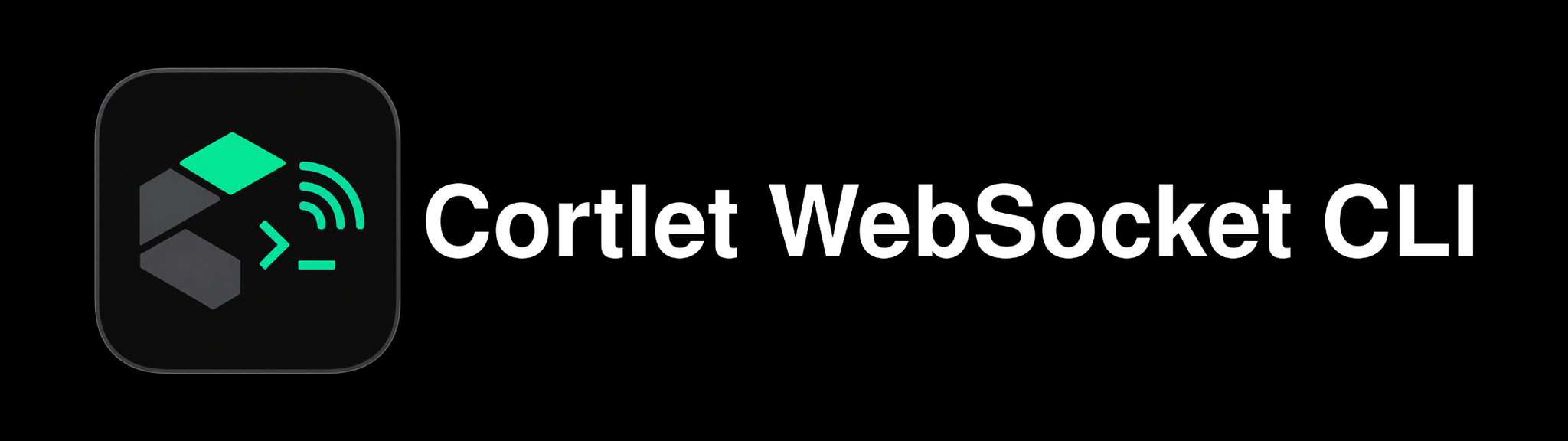 Cortlet WebSocket CLI dark logo 2048x576